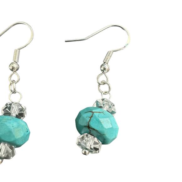 Turquoise Hook Drop Earrings Costume Jewelry - Picture 2 of 5